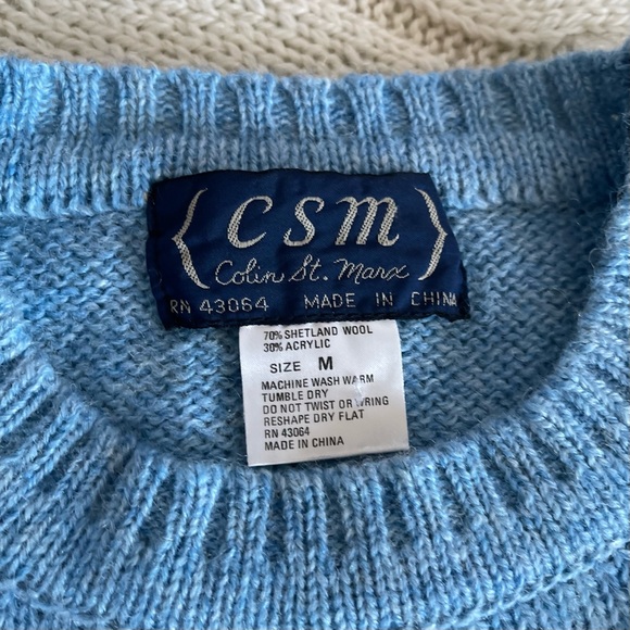 VTG CSM Men's Knit Shetland Wool Blend Crew Neck Sweater, Sz M - Picture 7 of 10